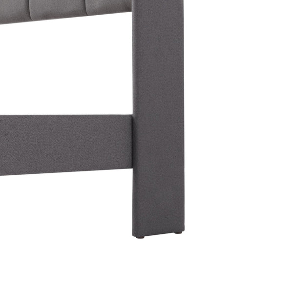 English Elm Full Size Upholstered Platform Bed Tufted Foam Headboard Solid Wood Slat Base Dark Gray B347P515826