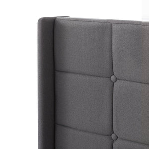 English Elm Full Size Upholstered Platform Bed Tufted Foam Headboard Solid Wood Slat Base Dark Gray B347P515826