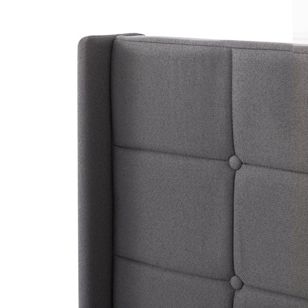 English Elm Full Size Upholstered Platform Bed Tufted Foam Headboard Solid Wood Slat Base Dark Gray B347P515826