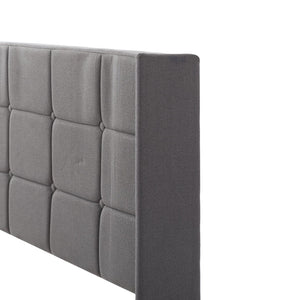 English Elm Full Size Upholstered Platform Bed Tufted Foam Headboard Solid Wood Slat Base Dark Gray B347P515826