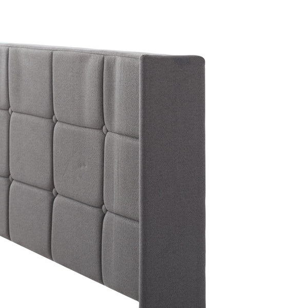 English Elm Full Size Upholstered Platform Bed Tufted Foam Headboard Solid Wood Slat Base Dark Gray B347P515826