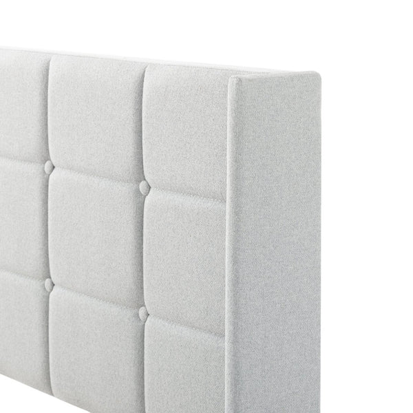 English Elm Full Size Upholstered Platform Bed Tufted Foam Headboard Solid Wood Slat Base Light Gray B347P515827