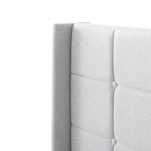 English Elm Full Size Upholstered Platform Bed Tufted Foam Headboard Solid Wood Slat Base Light Gray B347P515827
