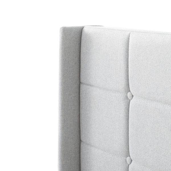 English Elm Full Size Upholstered Platform Bed Tufted Foam Headboard Solid Wood Slat Base Light Gray B347P515827