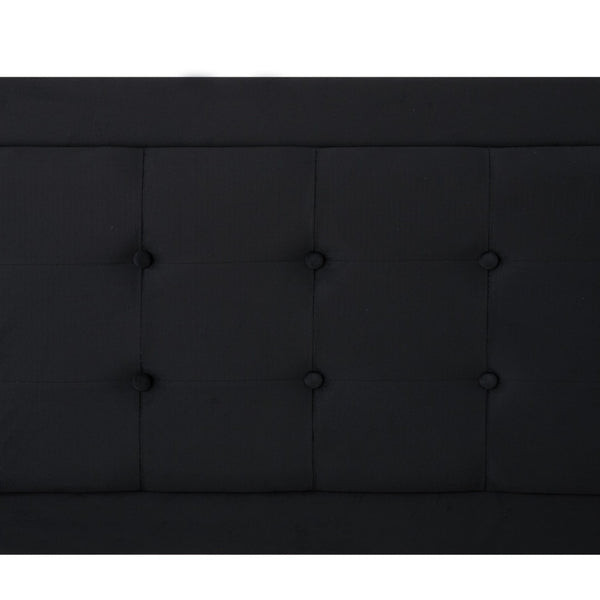English Elm Full Size Low Profile Platform Bed Padded Headboard Solid Wood Slat Support Frame Black B347P516300