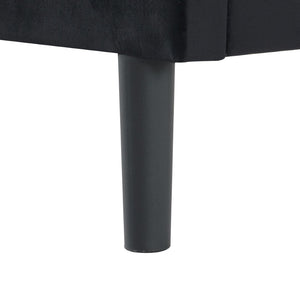 English Elm Full Size Low Profile Platform Bed Padded Headboard Solid Wood Slat Support Frame Black B347P516300