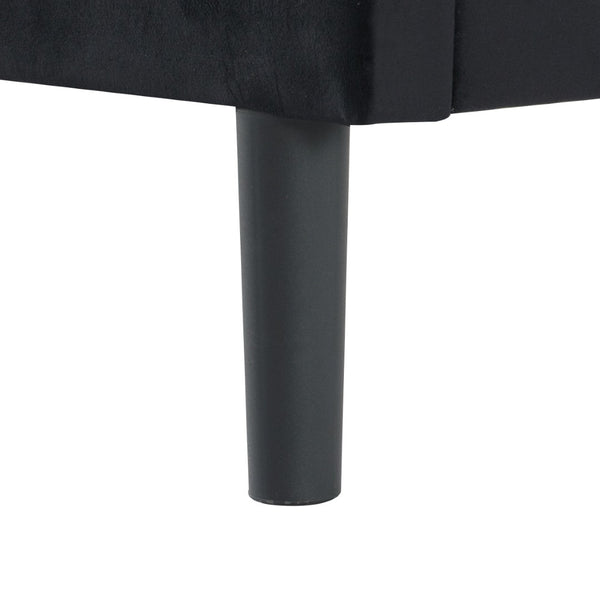 English Elm Full Size Low Profile Platform Bed Padded Headboard Solid Wood Slat Support Frame Black B347P516300