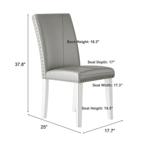 English Elm Regal High Back Nailhead Dining Chairs Set of 2 Foam Padded Solid Wood Legs B347P517922