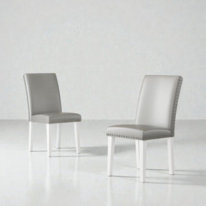 English Elm Regal High Back Nailhead Dining Chairs Set of 2 Foam Padded Solid Wood Legs B347P517922