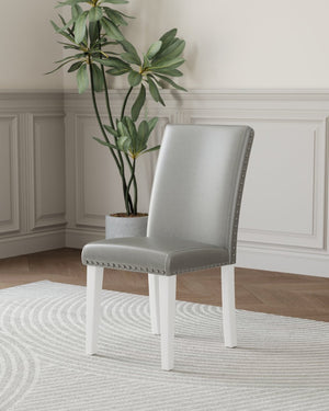 English Elm Regal High Back Nailhead Dining Chairs Set of 2 Foam Padded Solid Wood Legs B347P517922