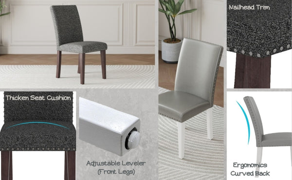 English Elm Regal High Back Nailhead Dining Chairs Set of 2 Foam Padded Solid Wood Legs B347P517922