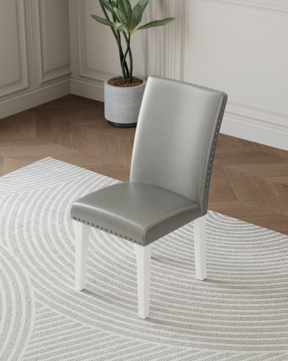 English Elm Regal High Back Nailhead Dining Chairs Set of 2 Foam Padded Solid Wood Legs B347P517922