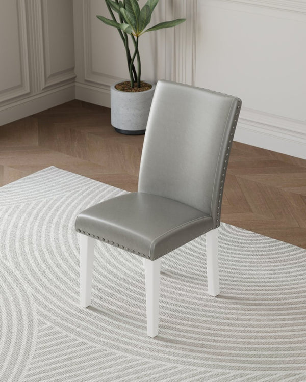 English Elm Regal High Back Nailhead Dining Chairs Set of 2 Foam Padded Solid Wood Legs B347P517922