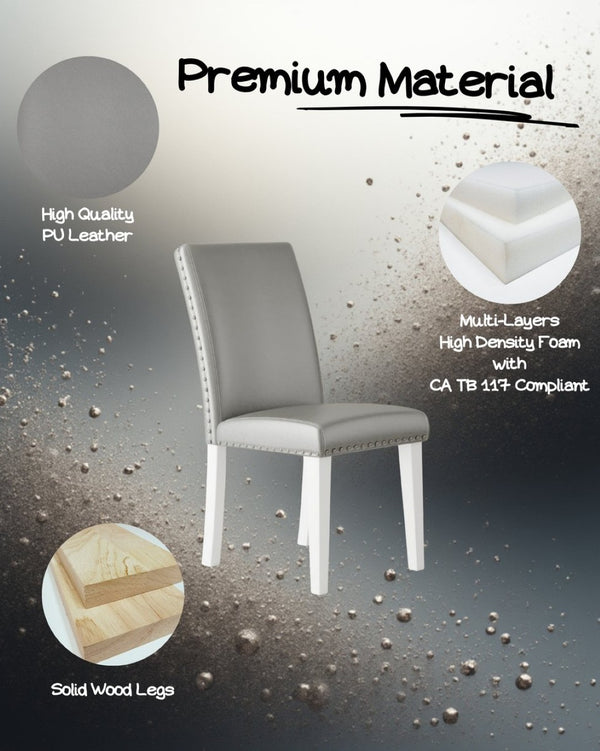 English Elm Regal High Back Nailhead Dining Chairs Set of 2 Foam Padded Solid Wood Legs B347P517922