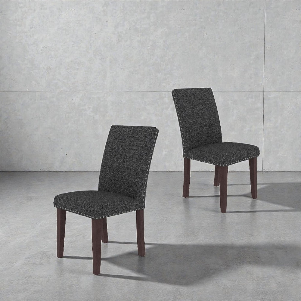 English Elm Regal Estate High Back Nailhead Trim Upholstered Dining Chairs with Dense Foam Seating B347P517985