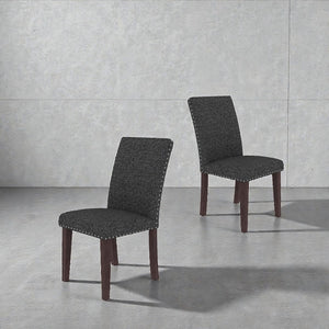 English Elm Regal Estate High Back Nailhead Trim Upholstered Dining Chairs with Dense Foam Seating B347P517985