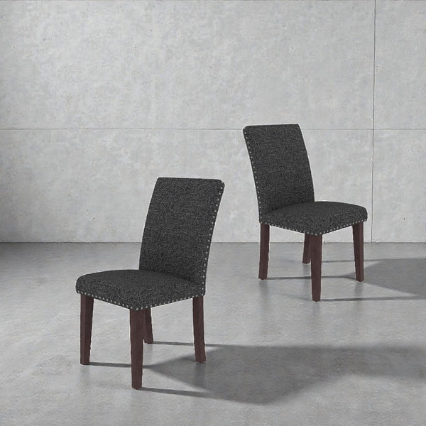 English Elm Regal Estate High Back Nailhead Trim Upholstered Dining Chairs with Dense Foam Seating B347P517985