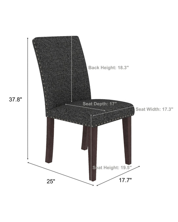 English Elm Regal Estate High Back Nailhead Trim Upholstered Dining Chairs with Dense Foam Seating B347P517985