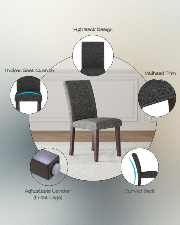 English Elm Regal Estate High Back Nailhead Trim Upholstered Dining Chairs with Dense Foam Seating B347P517985