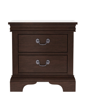 English Elm Classic Traditional Nightstand Two Drawer Solid Wood Bedside Table with Antique Scroll Pulls Brown B347P517991