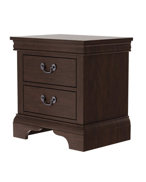 English Elm Classic Traditional Nightstand Two Drawer Solid Wood Bedside Table with Antique Scroll Pulls Brown B347P517991
