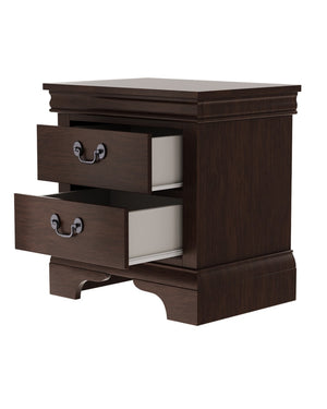 English Elm Classic Traditional Nightstand Two Drawer Solid Wood Bedside Table with Antique Scroll Pulls Brown B347P517991
