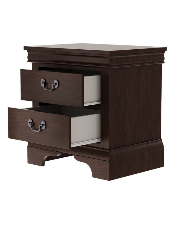 English Elm Classic Traditional Nightstand Two Drawer Solid Wood Bedside Table with Antique Scroll Pulls Brown B347P517991