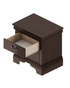 English Elm Classic Traditional Nightstand Two Drawer Solid Wood Bedside Table with Antique Scroll Pulls Brown B347P517991