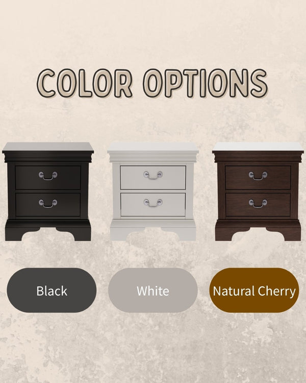 English Elm Classic Traditional Nightstand Two Drawer Solid Wood Bedside Table with Antique Scroll Pulls Brown B347P517991