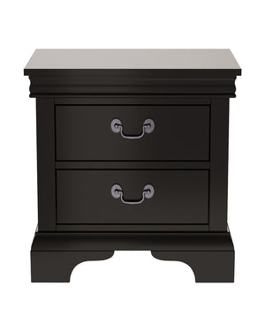English Elm Classic Traditional Nightstand Two Drawer Solid Wood Bedside Table with Antique Scroll Pulls Black B347P518019