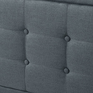 English Elm Full Size Square Tufted Platform Bed Upholstered Frame with Padded Headboard Bedroom Dark Gray B347P519114