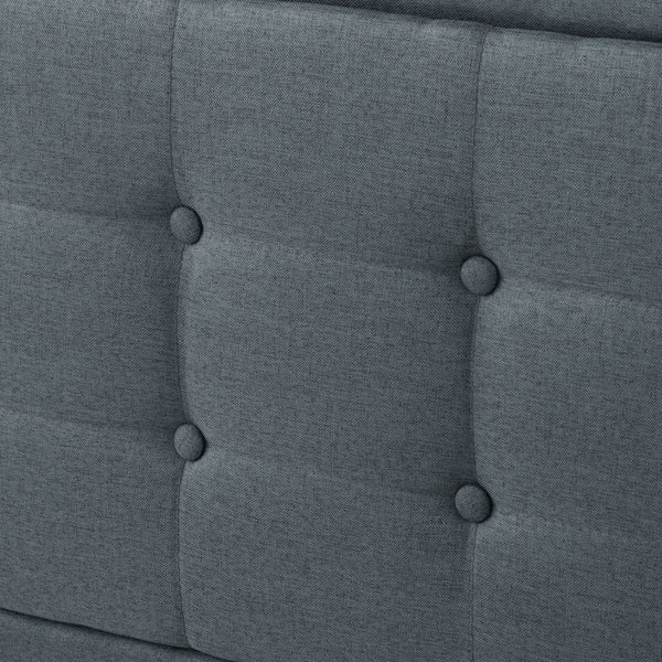 English Elm Full Size Square Tufted Platform Bed Upholstered Frame with Padded Headboard Bedroom Dark Gray B347P519114