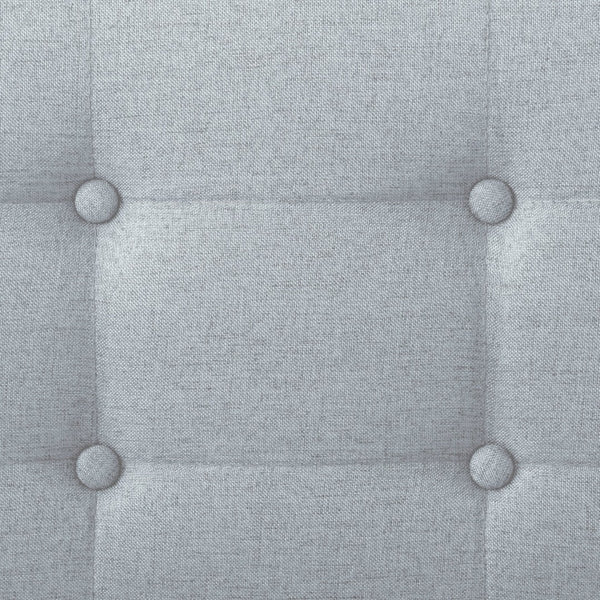 English Elm Full Size Square Tufted Platform Bed Upholstered Frame with Padded Headboard Bedroom Light Gray B347P519138
