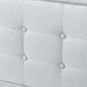 English Elm Full Size Square Tufted Platform Bed Upholstered Frame with Padded Headboard Bedroom Light Gray B347P519138