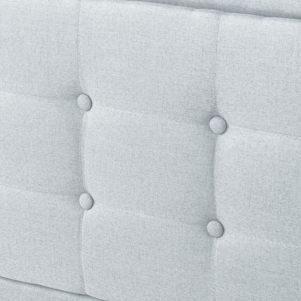 English Elm Full Size Square Tufted Platform Bed Upholstered Frame with Padded Headboard Bedroom Light Gray B347P519138
