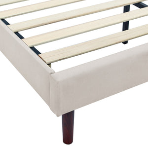 English Elm Luxury Linen King Bed with Adjustable Headboard Solid Wood Slat Foundation B347P520556