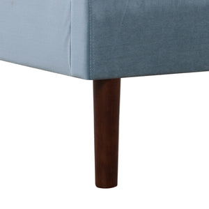 English Elm King Velvet Platform Bed Solid Wood Slats Low Profile Upholstered Headboard Bedroom B347P520557
