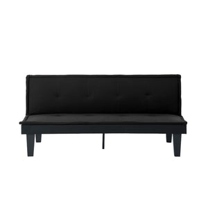 English Elm Convertible Futon Sofa Bed Faux Suede Upholstered Reclining Couch for Studio Apartments Black B347P521453