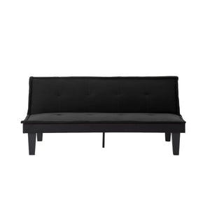 English Elm Convertible Futon Sofa Bed Faux Suede Upholstered Reclining Couch for Studio Apartments Black B347P521453