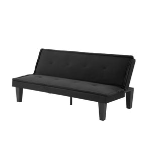 English Elm Convertible Futon Sofa Bed Faux Suede Upholstered Reclining Couch for Studio Apartments Black B347P521453