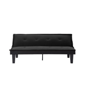 English Elm Convertible Futon Sofa Bed Faux Suede Upholstered Reclining Couch for Studio Apartments Black B347P521453