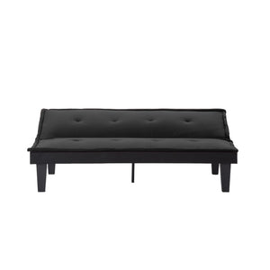 English Elm Convertible Futon Sofa Bed Faux Suede Upholstered Reclining Couch for Studio Apartments Black B347P521453