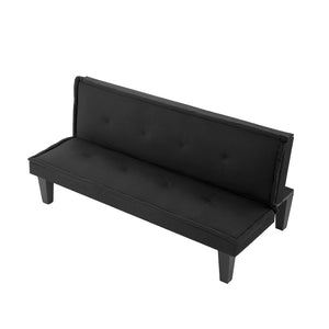 English Elm Convertible Futon Sofa Bed Faux Suede Upholstered Reclining Couch for Studio Apartments Black B347P521453