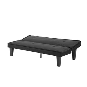English Elm Convertible Futon Sofa Bed Faux Suede Upholstered Reclining Couch for Studio Apartments Black B347P521453