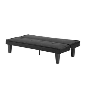 English Elm Convertible Futon Sofa Bed Faux Suede Upholstered Reclining Couch for Studio Apartments Black B347P521453