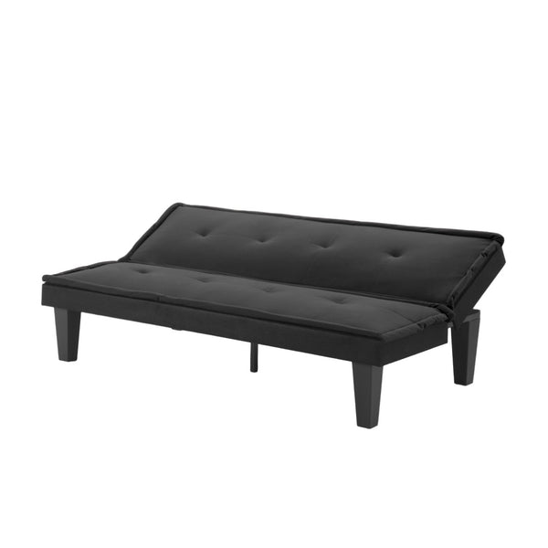 English Elm Convertible Futon Sofa Bed Faux Suede Upholstered Reclining Couch for Studio Apartments Black B347P521453
