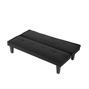 English Elm Convertible Futon Sofa Bed Faux Suede Upholstered Reclining Couch for Studio Apartments Black B347P521453