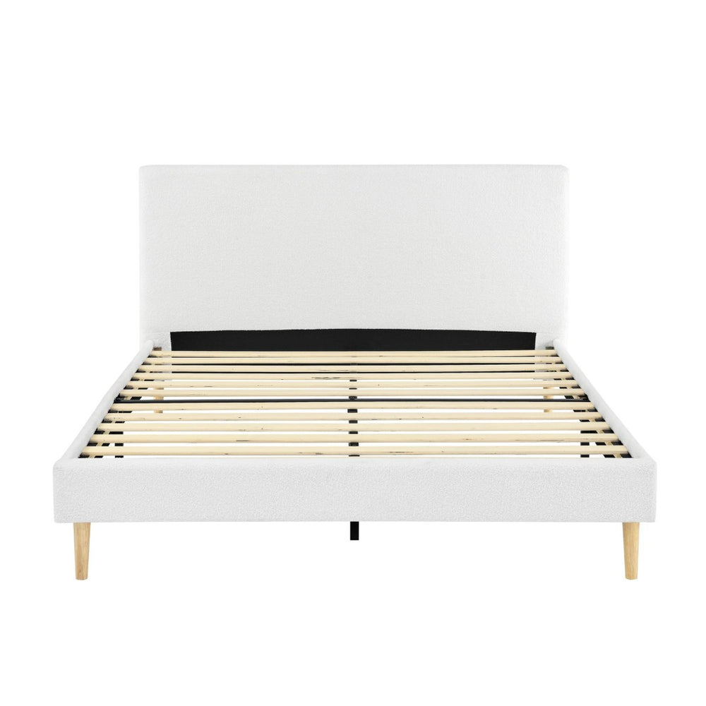 English Elm King Upholstered Platform Bed Solid Wood Slats Padded Headboard No Box Spring B347P521855