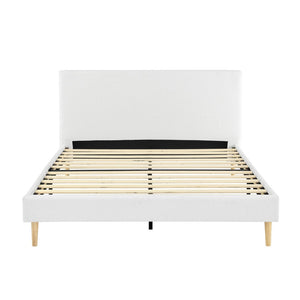 English Elm King Upholstered Platform Bed Solid Wood Slats Padded Headboard No Box Spring B347P521855