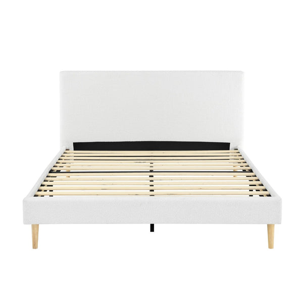 English Elm King Upholstered Platform Bed Solid Wood Slats Padded Headboard No Box Spring B347P521855